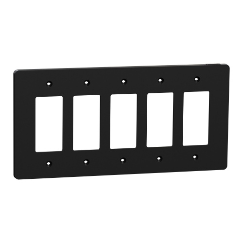 Schneider Electric SQWS141005BK - Cover frame, X Series, 5 gangs, screw fixed, mid sized plus, black, matte finish