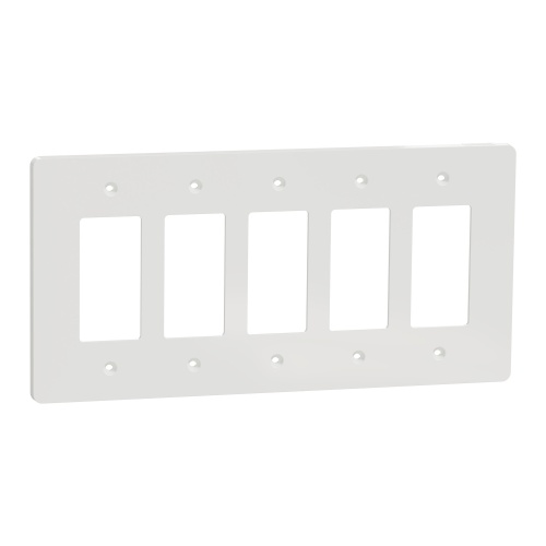 Schneider Electric SQWS141005WH - Cover frame, X Series, 5 gangs, screw fixed, mid sized plus, white, matte finish