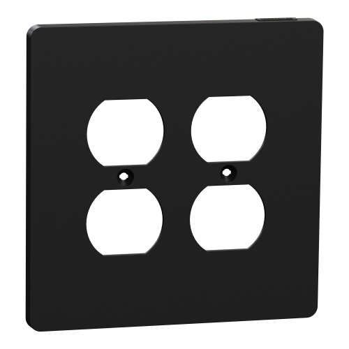 Schneider Electric SQWS422012BK - Cover frame, X Series, for 2 duplex socket-outlet, 2 gangs, screw fixed, mid sized plus, black, matte finish