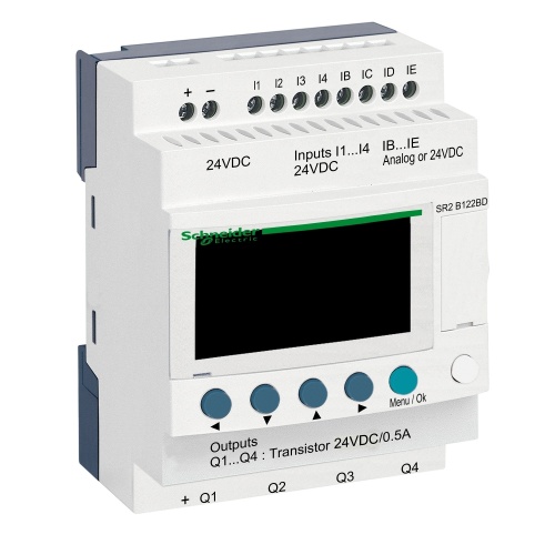 Schneider Electric SR2B122BD compact smart relay Zelio Logic - 12 I O - 24 V DC - clock - display