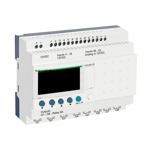 Schneider Electric SR2B201JD compact smart relay Zelio Logic - 20 I O - 12 VDC - clock - display