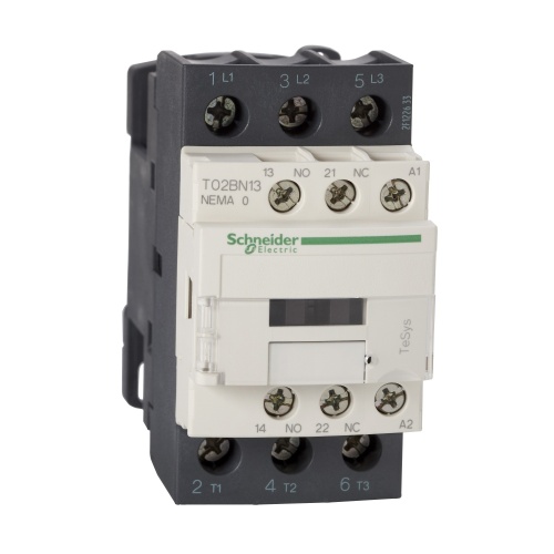 Schneider Electric T02CN13G7 TeSys N contactor, TeSys NEMA Size 1, 27 A, 3P, HP rated, 120 VAC 60 Hz coil