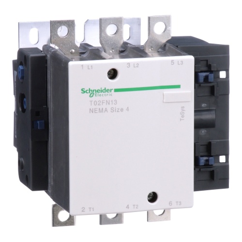 Schneider Electric T02FN13G7 TeSys N contactor, TeSys NEMA Size 4, 135 A, 3P, HP rated, 120 VAC 60 Hz coil