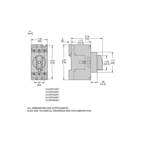 Schneider Electric VLS3P063R1 TeSys VLS - Body switch disconnector - 3 poles - 63 A - on DIN rail - size 1