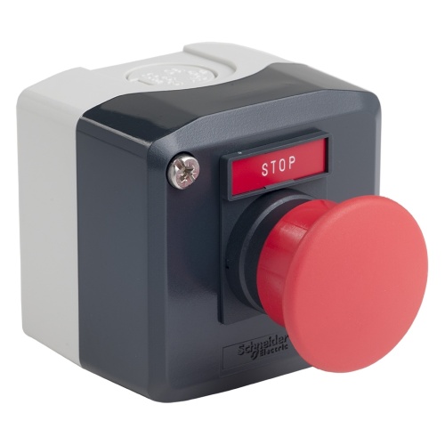 Schneider Electric XALD164H29H7 dark gray station - 1 red mushroom head pushbutton Ø40 spring return 1NC "STOP"