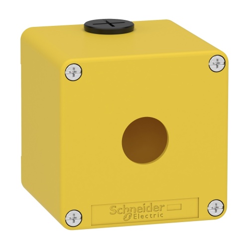Schneider Electric XAPK1501 - Die cast empty control station, Harmony XAP, XB2 SL, zinc alloy, yellow, M20, 1 cut out 22mm, 80x80x77mm, UL cULus