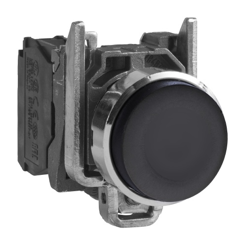 Schneider Electric XB4BL21 Harmony 22 mm Round Black Chromium plated metal Push Button Non-Illuminated Projecting 1 NO Modular Complete Assembly