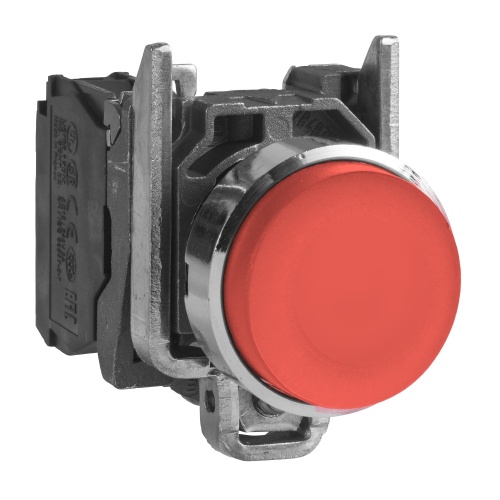 Schneider Electric XB4BL41 Harmony 22 mm Round Red Chromium plated metal Push Button Non-Illuminated Projecting 1 NO Modular Complete Assembly