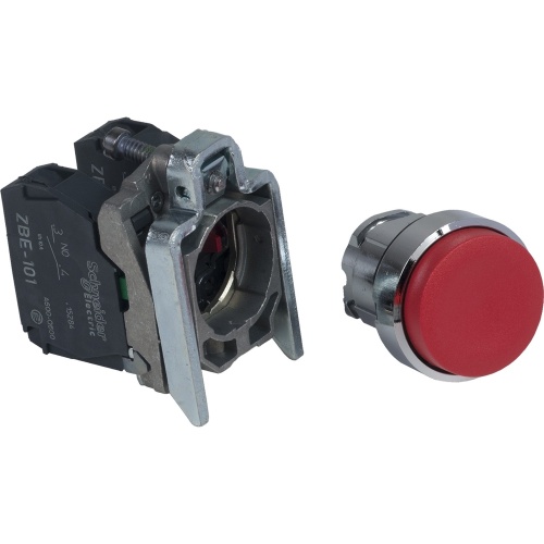 Schneider Electric XB4BL45 Harmony 22 mm Round Chromium plated metal Push Button Non-Illuminated Flush Modular Complete Assembly