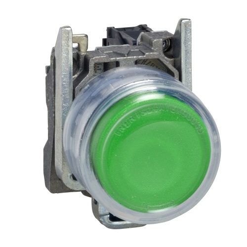 Schneider Electric XB4BP31 Harmony 22 mm Round Green Chromium plated metal Push Button Non-Illuminated Projecting 1 NO Modular Complete Assembly