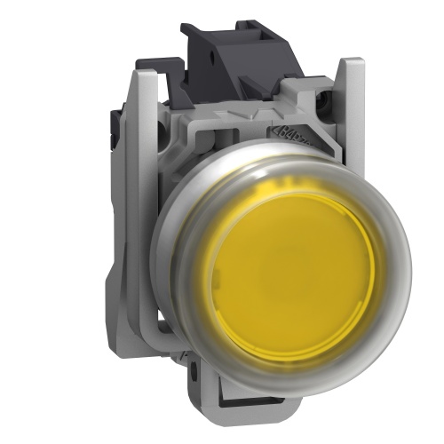 Schneider Electric XB4BP581GEX - Harmony XB4, Round, Chromium Plated Metal, Yellow projecting
