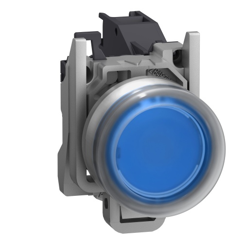Schneider Electric XB4BP681GEX - Harmony XB4, Round, Chromium Plated Metal, Blue projecting