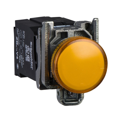 Schneider Electric XB4BV35 Harmony 22 mm Round Orange Chromium plated metal Pilot Light Illuminated 110-120 V AC Modular Complete Assembly