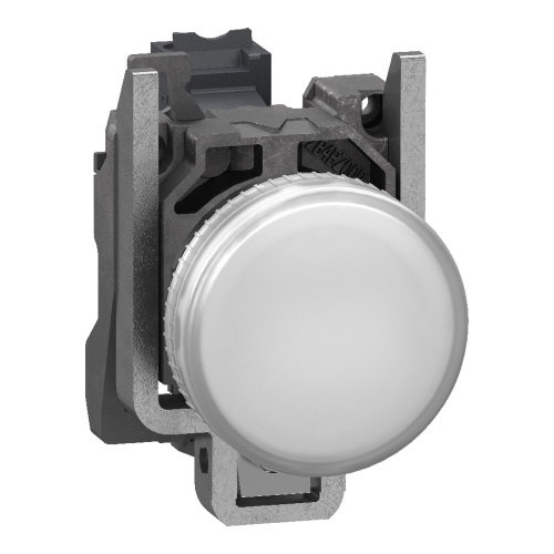 Schneider Electric XB4BVB1 Harmony 22 mm Round White Chromium plated metal Pilot Light Illuminated 24 V AC/DC Modular Complete Assembly