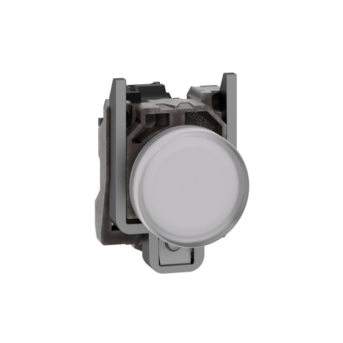 Schneider Electric XB4BVG1 Harmony 22 mm Round White Chromium plated metal Pilot Light Illuminated 110-120 V AC Modular Complete Assembly