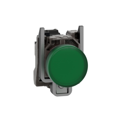 Schneider Electric XB4BVG3 Harmony 22 mm Round Green Chromium plated metal Pilot Light Illuminated 110-120 V AC Modular Complete Assembly
