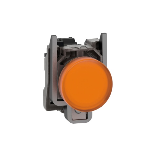 Schneider Electric XB4BVG5 Harmony 22 mm Round Orange Chromium plated metal Pilot Light Illuminated 110-120 V AC Modular Complete Assembly