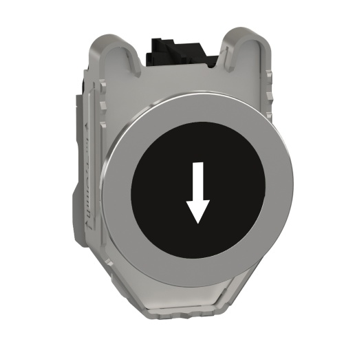 Schneider Electric XB4FA3351 - Harmony XB4, Round, Chromium Plated Metal, Black flush, down arrow white)