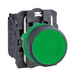 Schneider Electric XB5AA31 Harmony 22 mm Round Green Plastic, Dark grey plastic Push Button Non-Illuminated Flush 1 NO Modular Complete Assembly