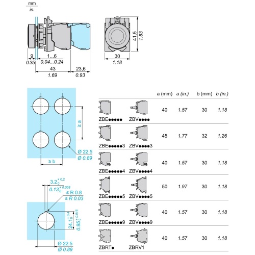 Schneider Electric XB5AA42 Harmony 22 mm Round Red Plastic, Dark gray plastic Push Button Non-Illuminated Flush 1 NC Modular Complete Assembly