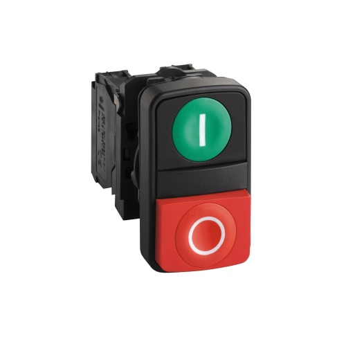 Schneider Electric XB5AL73415 Harmony 22 mm Rectangular Green and Red Plastic Multiple Push Buttons Non-Illuminated Flush 1 NO + 1 NC Modular Complete Assembly