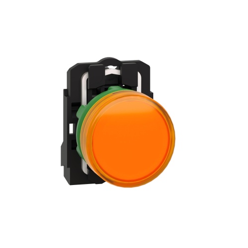 Schneider Electric XB5AVG5 Harmony 22 mm Round Orange Dark gray plastic Pilot Light Illuminated 110-120 V AC Modular Complete Assembly