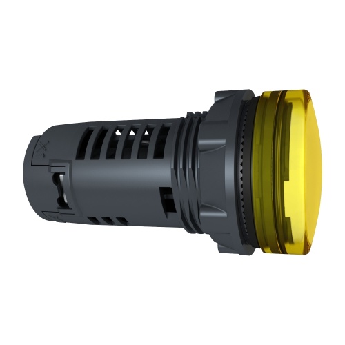 Schneider Electric XB5EVM8 Harmony 22 mm Round Yellow Dark gray plastic Pilot Light Illuminated 230-240 V AC Monolithic Complete Assembly