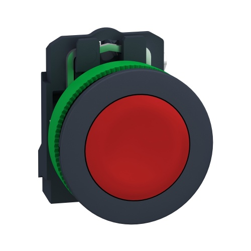 Schneider Electric XB5FA42 Push button flush mounted, plastic, red, 30 mm, spring return, unmarked, 1NC
