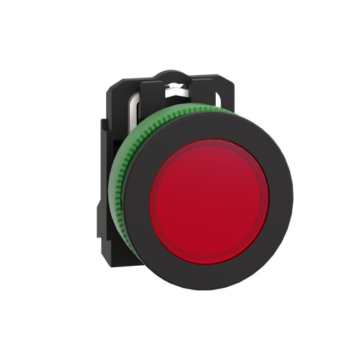 Schneider Electric XB5FVB4 Pilot light flush mounted, plastic, red, 30 mm, plain lens with integral LED, 24 V AC/DC