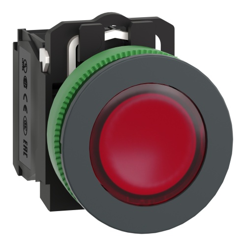 Schneider Electric XB5FW34B5 Illuminated push button flush mounted, plastic, red, 30 mm, integral LED, 24 V AC/DC, 1 NO + 1 NC
