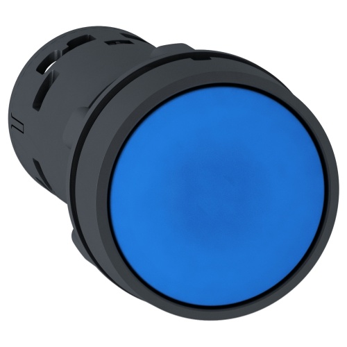Schneider Electric XB7NA65 Harmony 22 mm Round Blue Plastic Push Button Non-Illuminated Flush 1 NC + 1 NO Monolithic Complete Product
