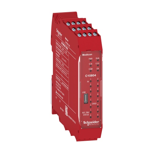 Schneider Electric XPSMCMC10804 - Safety controller, Modicon MCM, 8 inputs 4 outputs, monitors expansion modules, screw