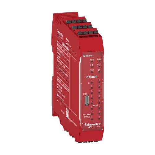 Schneider Electric XPSMCMC10804G - Safety controller, Modicon MCM, 8 inputs 4 outputs, monitors expansion modules, spring