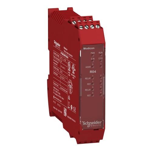 Schneider Electric XPSMCMRO0004 4 safety relay output expansion with backplane connection with screw term