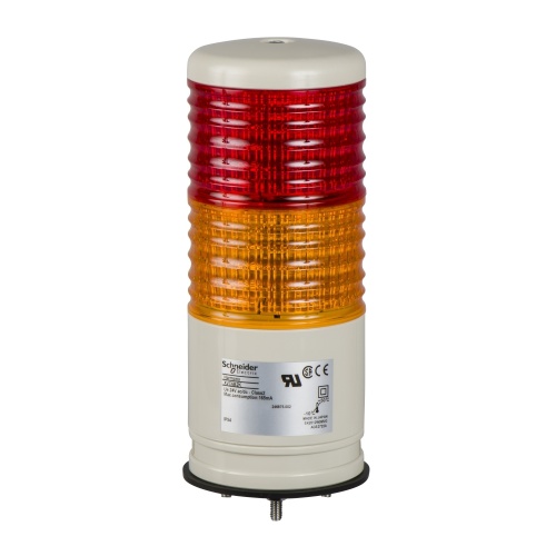 Schneider Electric XVC6B25SK Monolithic tower light, red-orange, 60mm, base mounting, steady or flashing, with buzzer 70…85 dB, IP54, 24 V AC DC