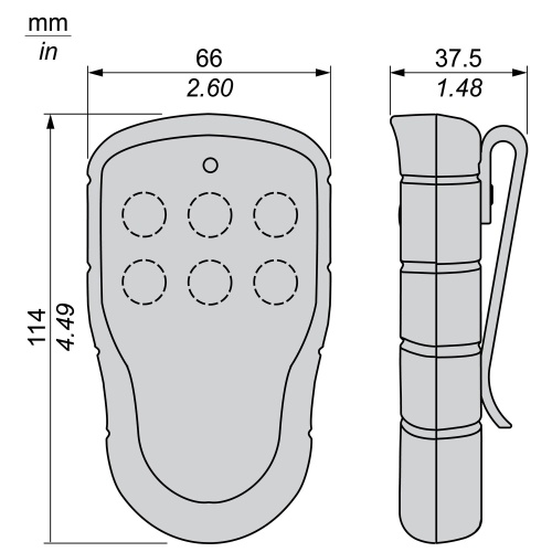 Schneider Electric ZART06 Transmitter, Harmony pocket remote, 6 single-step push buttons