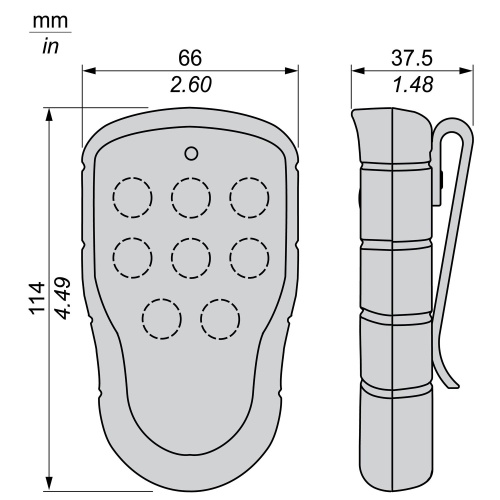 Schneider Electric ZART08 Transmitter, Harmony pocket remote, 8 single-step push buttons