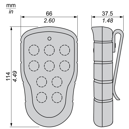 Schneider Electric ZART10 Transmitter, Harmony pocket remote, 10 single-step push buttons