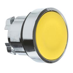 Schneider Electric ZB4BA5 Harmony 22 mm Round Yellow Chromium plated metal Push Button Non-Illuminated Flush Modular Head