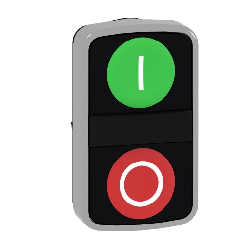 Schneider Electric ZB4BA7341 Harmony 22 mm Rectangular Green and Red Chromium plated metal Multiple Push Buttons Flush Modular Heads