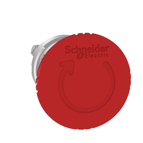 Schneider Electric ZB4BS844 Harmony, 22mm Push Button, emergency stop head, trigger and latching turn release, red, 40 mm mushroom, unmarked