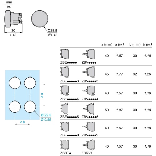 Schneider Electric ZB4BV033S Harmony 22 mm Round Green Chromium plated metal Pilot Light Illuminated Modular Head