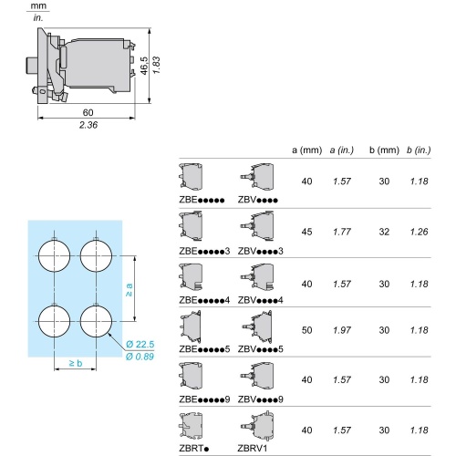Schneider Electric ZB4BV5D3 green Light Module with body/fixing collar with BA9s LED bulb 400V