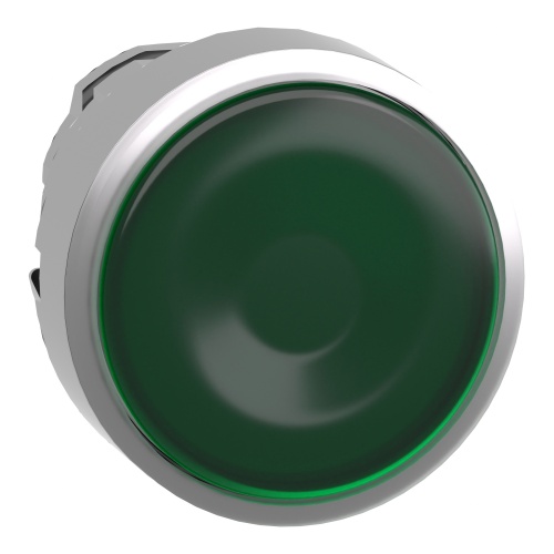 Schneider Electric ZB4BW333 Harmony 22 mm Round Green Chromium plated metal Push Button Illuminated Flush Modular Head