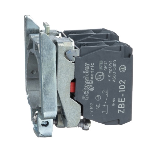 Schneider Electric ZB4BZ104 Harmony, 22mm Push Button, XB4B operators, contact block, with mounting collar, 2 NC, screw clamp terminal