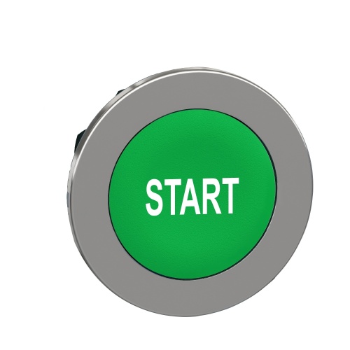 Schneider Electric ZB4FA333 Flush mounted push button head, metal, green, 30 mm, spring return, marked START