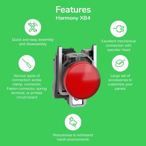 Schneider Electric ZB4FA333 Flush mounted push button head, metal, green, 30 mm, spring return, marked START
