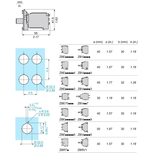 Schneider Electric ZB5AV5 Light Module with body/fixing collar with BA9s incandesc. bulb 400V