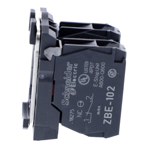 Schneider Electric ZB5AZ104 Single contact block with body/fixing collar, plastic, screw clamp terminal, 2 NC