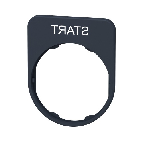 Schneider Electric ZBYFP2303 - Legend plate, Harmony XB5, 40 x 50mm, for flush mounted heads, plastic, dark gray, white marked START